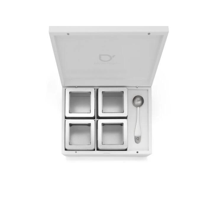 Bredemeijer Theedoos Met 4 Blikjes En Maatlepel Bamboe Wit 2 Bredemeijer Theedoos Met 4 Blikjes En Maatlepel Bamboe Wit - Afbeelding 2