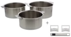 Cristel Strate Removable Set Kookpannen Met 1 Losse Steelgreep En 2 Zijgrepen Rvs 3-delig