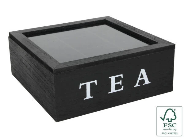 Oldenhof Theedoos Fluweel 9 Vakken Zwart Hout 1 Oldenhof Theedoos Fluweel 9 Vakken Zwart Hout