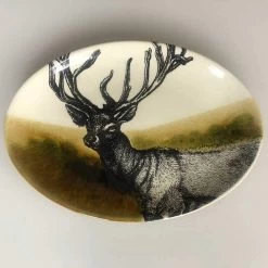 Duro Hunting Deer Klein Ovaal Bord 30 X 21 Cm Aardewerk