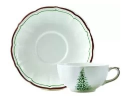 Gien Filet Noël Ontbijtkop En Schotel Keramiek