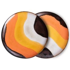 HK Living 70's ACE7183 Retro Wave Dinerbord ø 29 Cm Aardewerk 2 Stuks